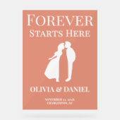 永遠にここから始まる | はっきりした秋の結婚式歓迎 アクリルサイン (正面)