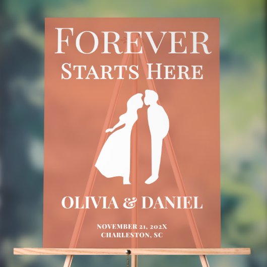 永遠にここから始まる | はっきりした秋の結婚式歓迎 アクリルサイン (ニュートラル)