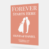 永遠にここから始まる | はっきりした秋の結婚式歓迎 アクリルサイン (傾斜)