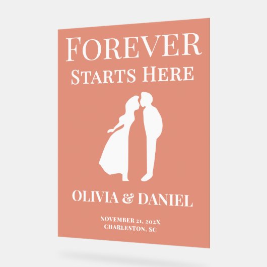 永遠にここから始まる | はっきりした秋の結婚式歓迎 アクリルサイン (傾斜)