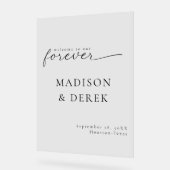 「永遠にようこそ」結婚の アクリルサイン (傾斜)