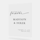 「永遠にようこそ」結婚の アクリルサイン (傾斜)