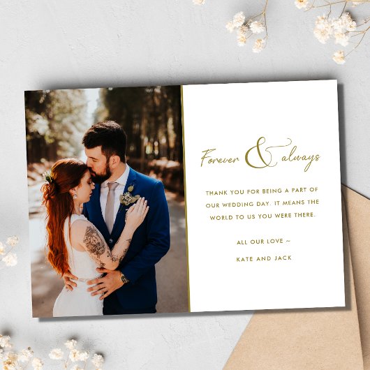 永遠にエレガントな結婚式の写真ありがとう サンキューカード