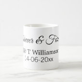 永遠にカップル名の日付愛を追加感謝してい コーヒーマグカップ (中央)