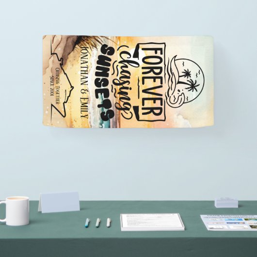 永遠にサンセットカップルクルーズを追い続ける 横断幕 (トレードショー)