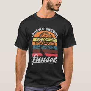 永遠にサンセットサマーレトロサンセットビーチ Tシャツ