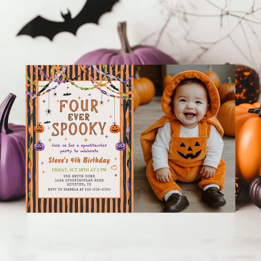 永遠にスプーキー ハロウィン お誕生日 写真 招待状