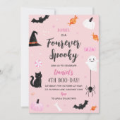 永遠にスプーキー ハロウィン ゴースト 4歳の誕生日 招待状 (正面)