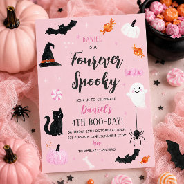 永遠にスプーキー ハロウィン ゴースト 4歳の誕生日 招待状