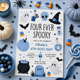 永遠にスプーキー ハロウィン ゴースト 4歳の誕生日 招待状