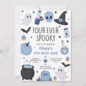 永遠にスプーキー ハロウィン ゴースト 4歳の誕生日 招待状 (正面)