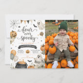永遠にスプーキー ハロウィン 誕生日4歳 写真 招待状 (正面)