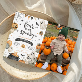 永遠にスプーキー ハロウィン 誕生日4歳 写真 招待状