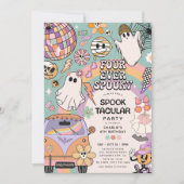 永遠にスプーキー レトロハロウィン4歳の誕生日 招待状 (正面)