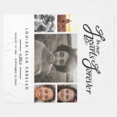 永遠にハートでメモリアル写真黒文字白 フリースブランケット (正面(横))