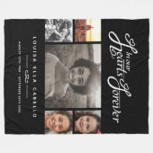 永遠にハートの記念写真白黒 フリースブランケット (正面(横))