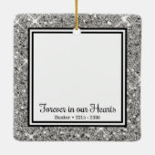 『永遠にハートの銀グリッター犬記念』 セラミックオーナメント (裏面)