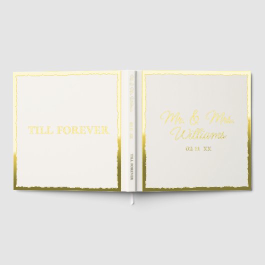 永遠にミセスが | ラックス金ゴールドエッジベージュ色結婚ズ ゲストブック (全面)