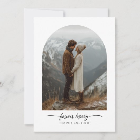 永遠にメリー新しい山の写真クリスマス シーズンカード (正面)