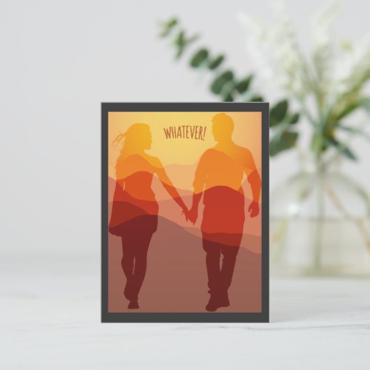 永遠にロマンチックなカップルが手を握っているもの ポストカード (スタンド正面)