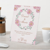 永遠に一緒にいる ピンクの結婚式カード 台座サイン (インサイチュ)