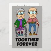 永遠に一緒に 老夫婦 結婚記念日 招待状 (正面/裏面)