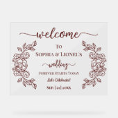 永遠に今日から始まるマルーンウェルカムミニマル アクリルサイン (正面)