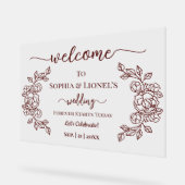 永遠に今日から始まるマルーンウェルカムミニマル アクリルサイン (傾斜)