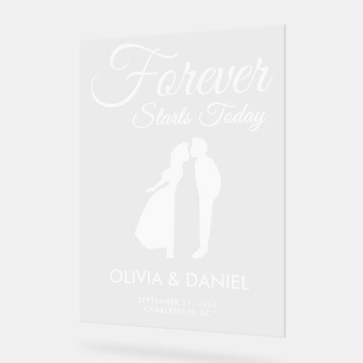 永遠に今日の歓迎結婚を始める アクリルサイン (傾斜)