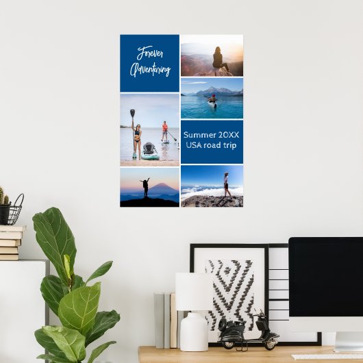永遠に冒険するカスタムフォトコラージュのポスター ポスター (ホームオフィス)