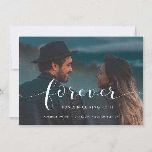 永遠に写真に素敵なリングを持結婚っている 案内状 (正面)