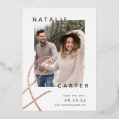 永遠に参加 |写真モダン日付の保存 箔招待状 (正面)