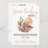 永遠に同じカウボーイ!バチェロレッテ週末パーティー 招待状 (正面/裏面)