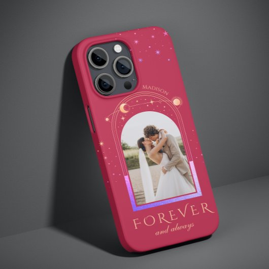 永遠に変わらぬ愛の誓い 結婚式 マゼンタ色の天体写真 Case-Mate iPhoneケース