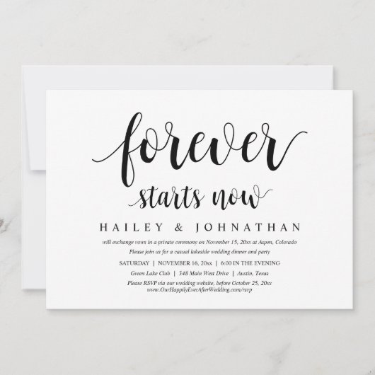 永遠に始まる結婚の駆け落ちパーティー 招待状 (正面)