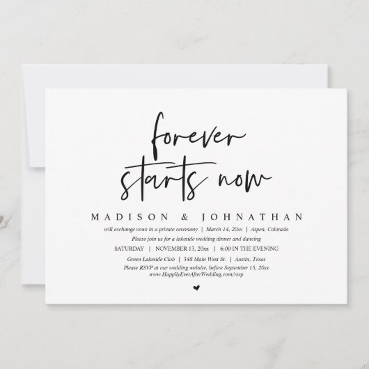 永遠に始まる結婚の駆け落ちパーティー 招待状 (正面)