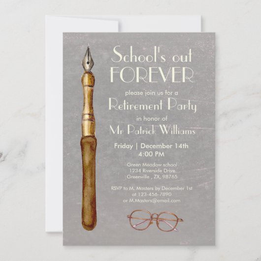 永遠に学校は休み ヴィンテージ教師の退職  招待状 (正面)