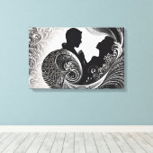 永遠に巻き込まれる:白黒キスアート キャンバスプリント (インサイチュ (ウッドフロア))