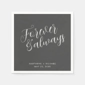 永遠に常にグレーのナプキン結婚をスクリプト スタンダードカクテルナプキン (正面)