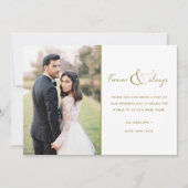 永遠に常に金ゴールド結婚の写真ありがとう サンキューカード (正面)