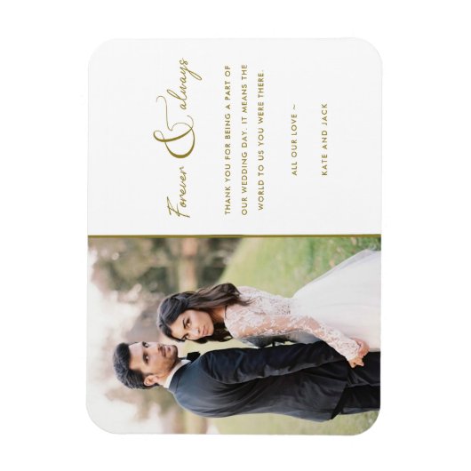 永遠に常に金ゴールド結婚の写真ありがとう マグネット (縦)