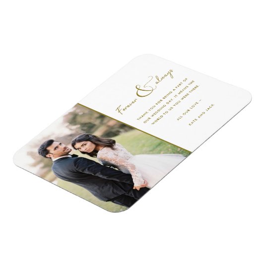 永遠に常に金ゴールド結婚の写真ありがとう マグネット (左側)