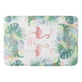 永遠に幸せになれ!おとぎ話2ピンクフラミンゴ バスマット (正面)