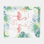 永遠に幸せになれ！おとぎ話2ピンクフラミンゴ フリースブランケット (正面(横))