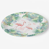 永遠に幸せになれ!おとぎ話2ピンクフラミンゴ ペーパープレート (アングル)