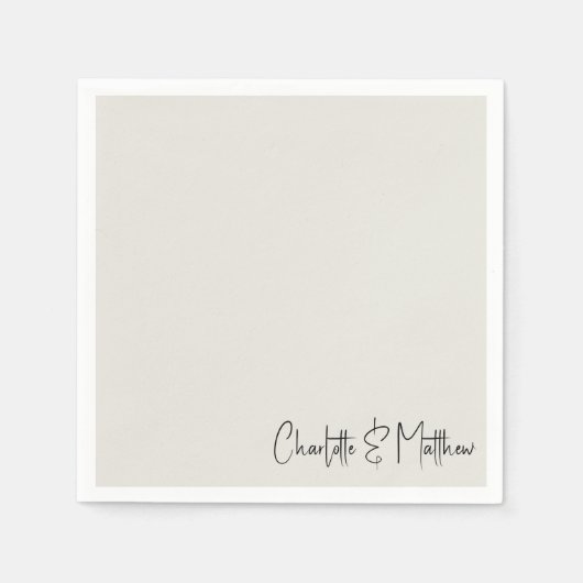 永遠に忠実なクリームカスタムウェディングカクテル スタンダードカクテルナプキン (正面)