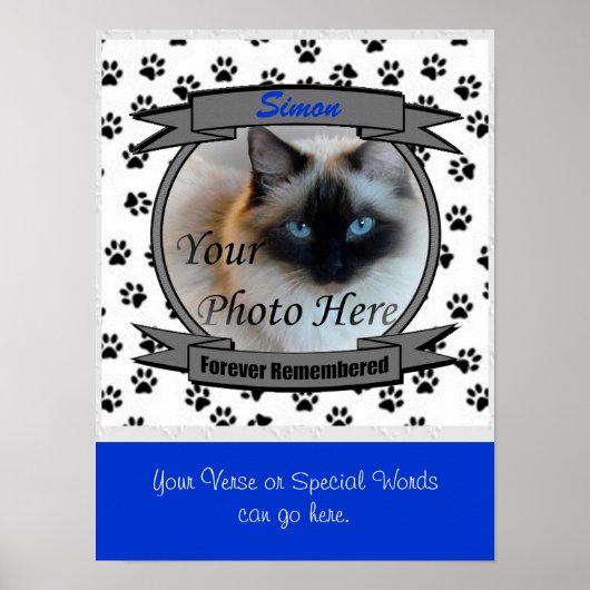 永遠に思い出される猫のモニュメント – オスのペットの死 ポスター (正面)