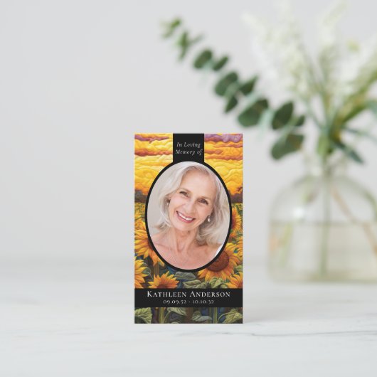 永遠に愛されたキルテッドヒマワラメモリアルカード コーリングカード (スタンド正面)