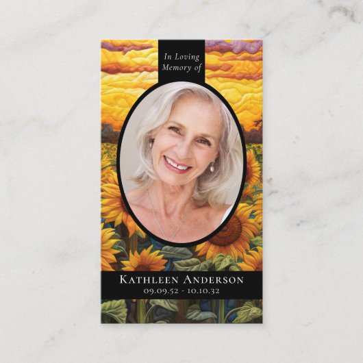 永遠に愛されたキルテッドヒマワラメモリアルカード コーリングカード (正面)