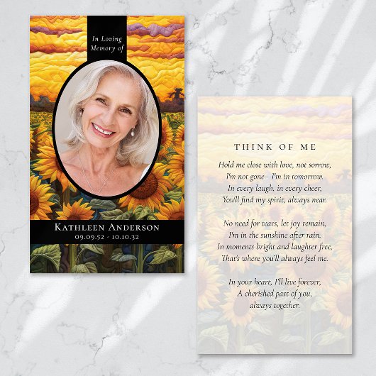 永遠に愛されたキルテッドヒマワラメモリアルカード コーリングカード